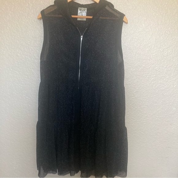Vocal Jackets & Blazers - Vocal Black Sheer Zip-Up Hoodie Tunic Whimsigoth Bohemian